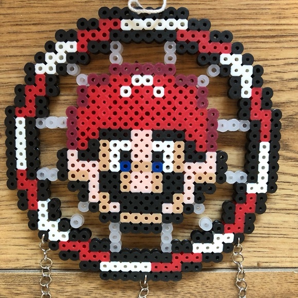 Mario Bros Perler bead art Dream Catcher wall decor Pixel 🍄 handmade Nintendo🌟 - Picture 3 of 9